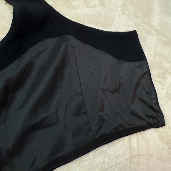 Black Matte Polyester & Satin Bralette Top w/ Rhinestone Diamond Pattern - Picture 7 of 14